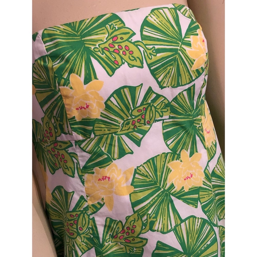 Lilly Pulitzer Green & Yellow Strapless Tropical Shift Dress - Picture 2 of 3